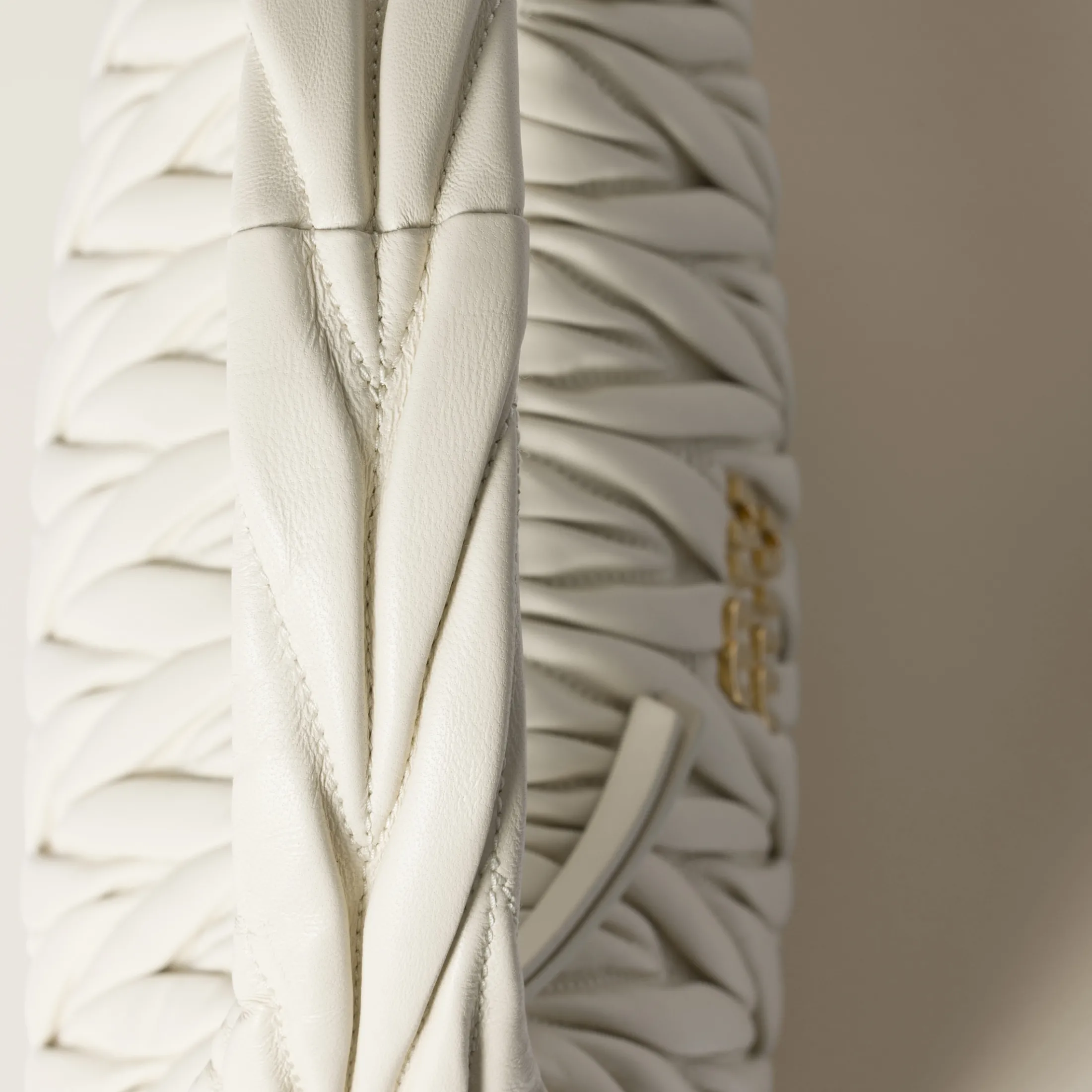 White Wander Matelassé Nappa Leather Hobo Bag | Miu Miu