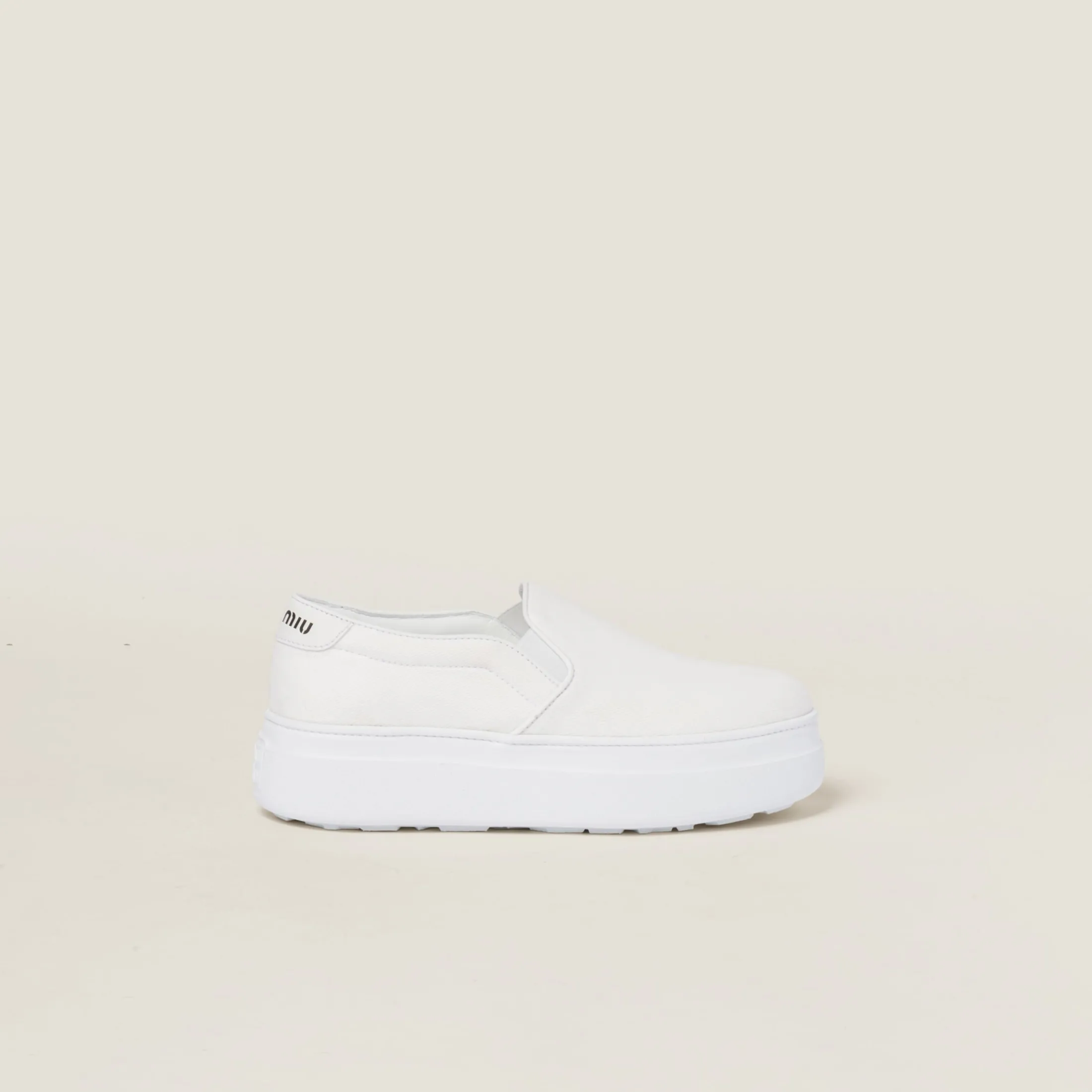 White Washed Cotton Drill Sneakers | Miu Miu