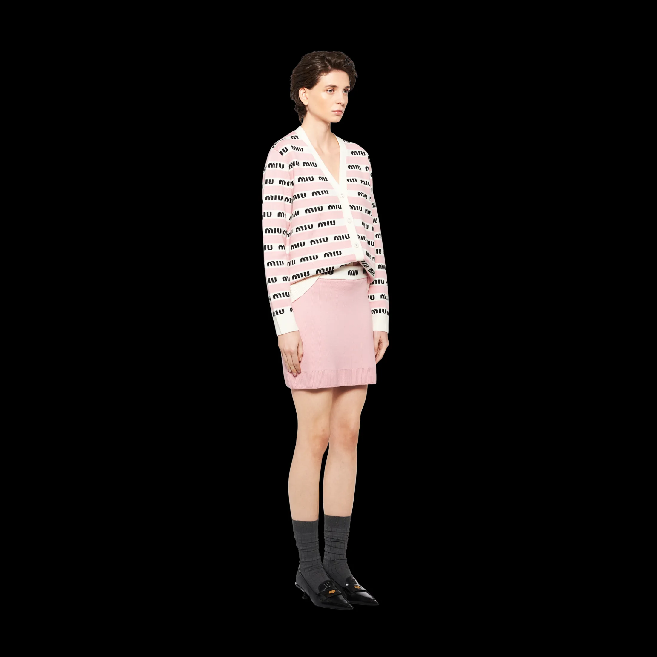 White/alabaster Pink Cashmere Skirt | Miu Miu