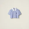 White+baby Blue Striped Shirt | Miu Miu
