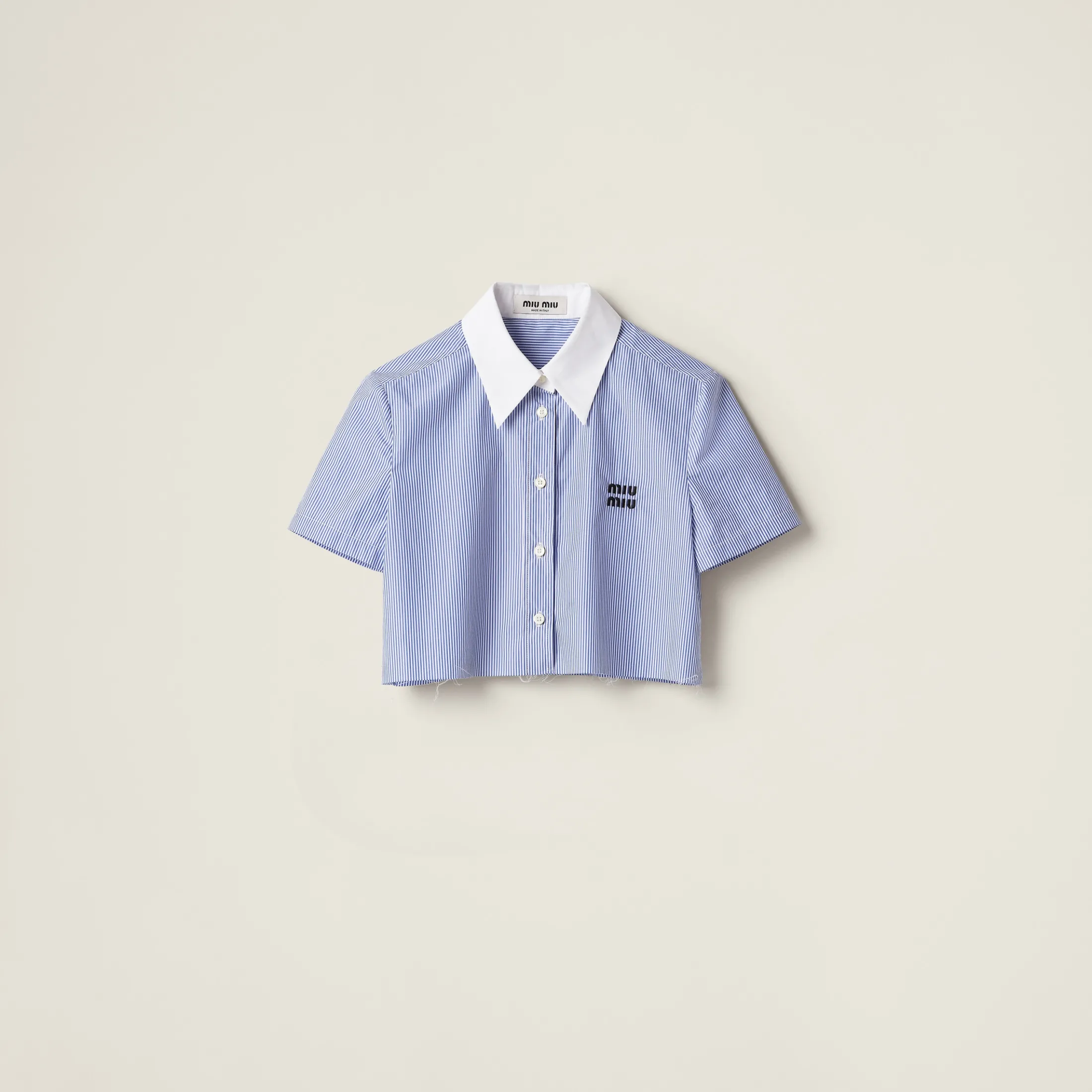 White+baby Blue Striped Shirt | Miu Miu