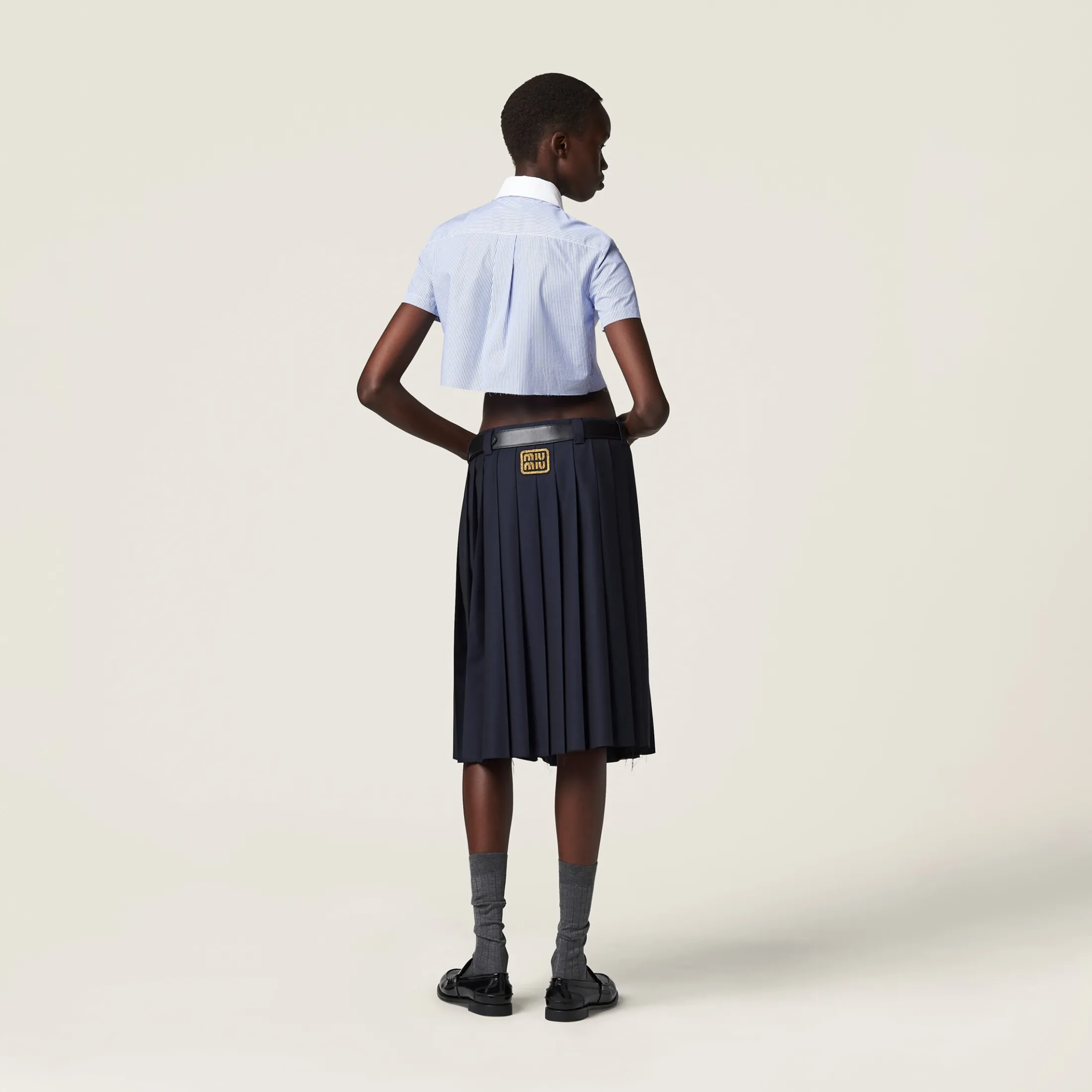 White+baby Blue Striped Shirt | Miu Miu