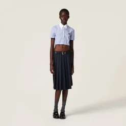 White+baby Blue Striped Shirt | Miu Miu