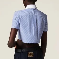 White+baby Blue Striped Shirt | Miu Miu