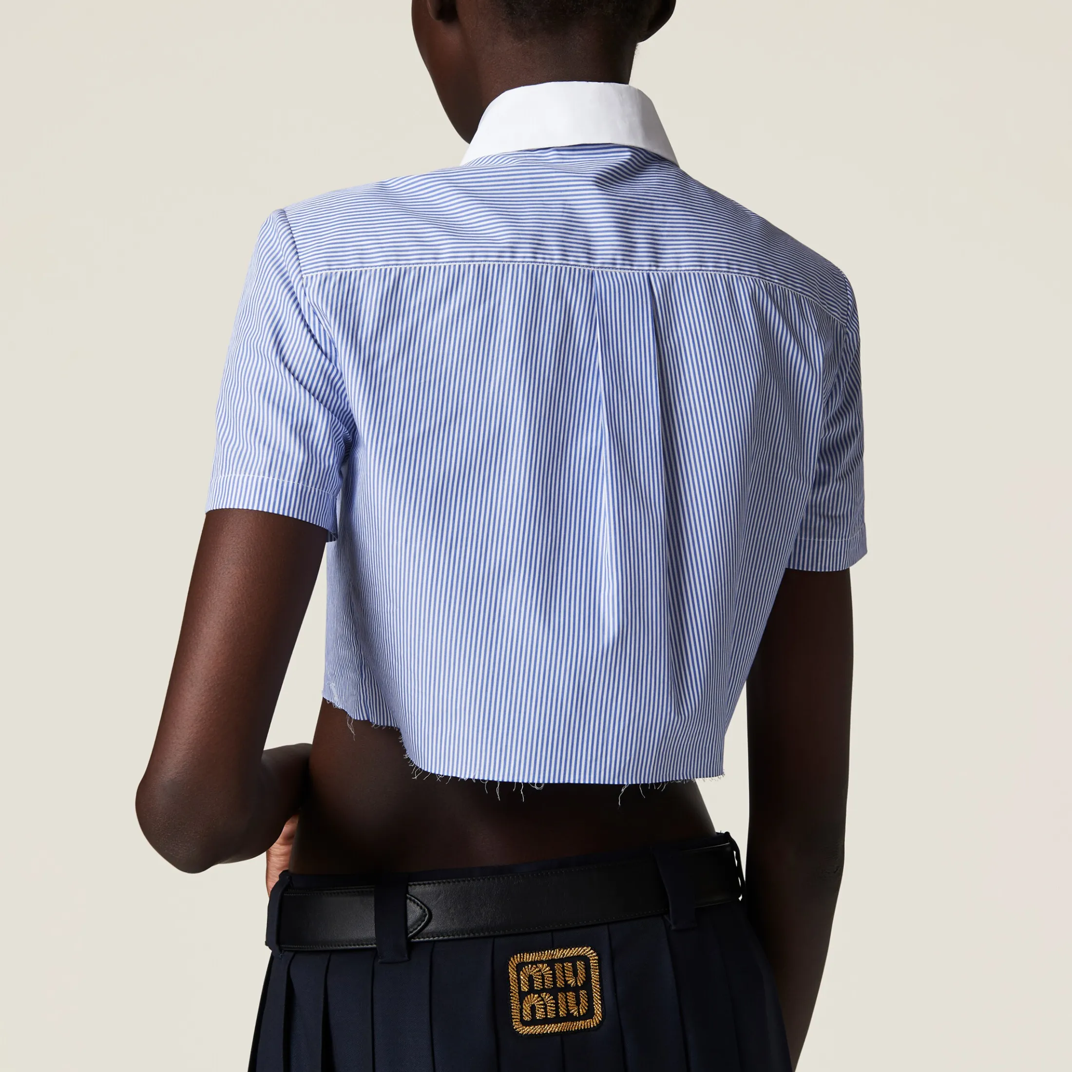 White+baby Blue Striped Shirt | Miu Miu
