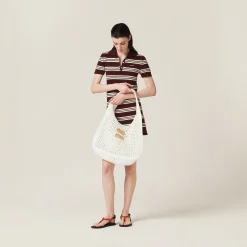 White/beige Woven Fabric Hobo Bag | Miu Miu
