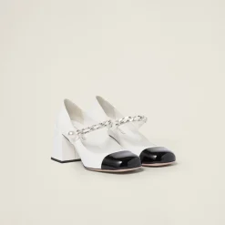 White/black Patent Leather Pumps | Miu Miu