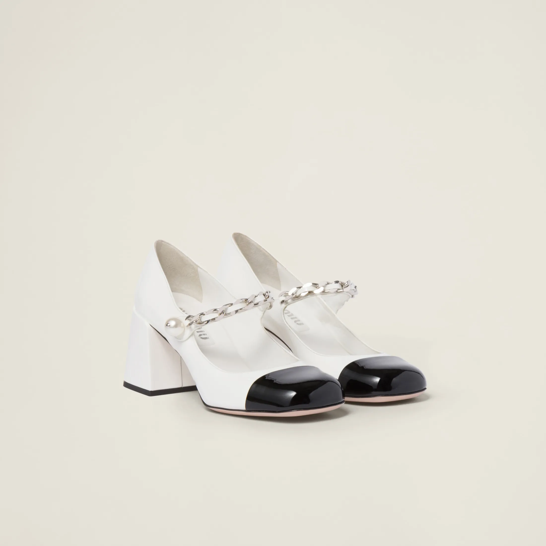 White/black Patent Leather Pumps | Miu Miu