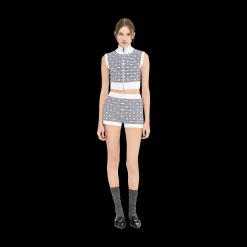 White/black Viscose Shorts | Miu Miu