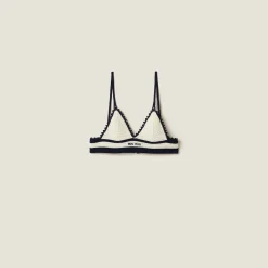 White/blue Cotton Bralette | Miu Miu