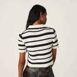White/blue Cotton Knit Polo Shirt | Miu Miu
