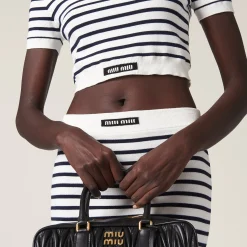White/blue Cotton Miniskirt | Miu Miu