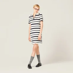 White/blue Cotton Polo Dress | Miu Miu