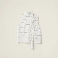 White/blue Striped Sablé Top | Miu Miu