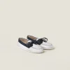 White/blue Unlined Bleached Two-tone Leather Loafers | Miu Miu