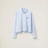 White/light Blue Gingham Check Poplin Shirt | Miu Miu