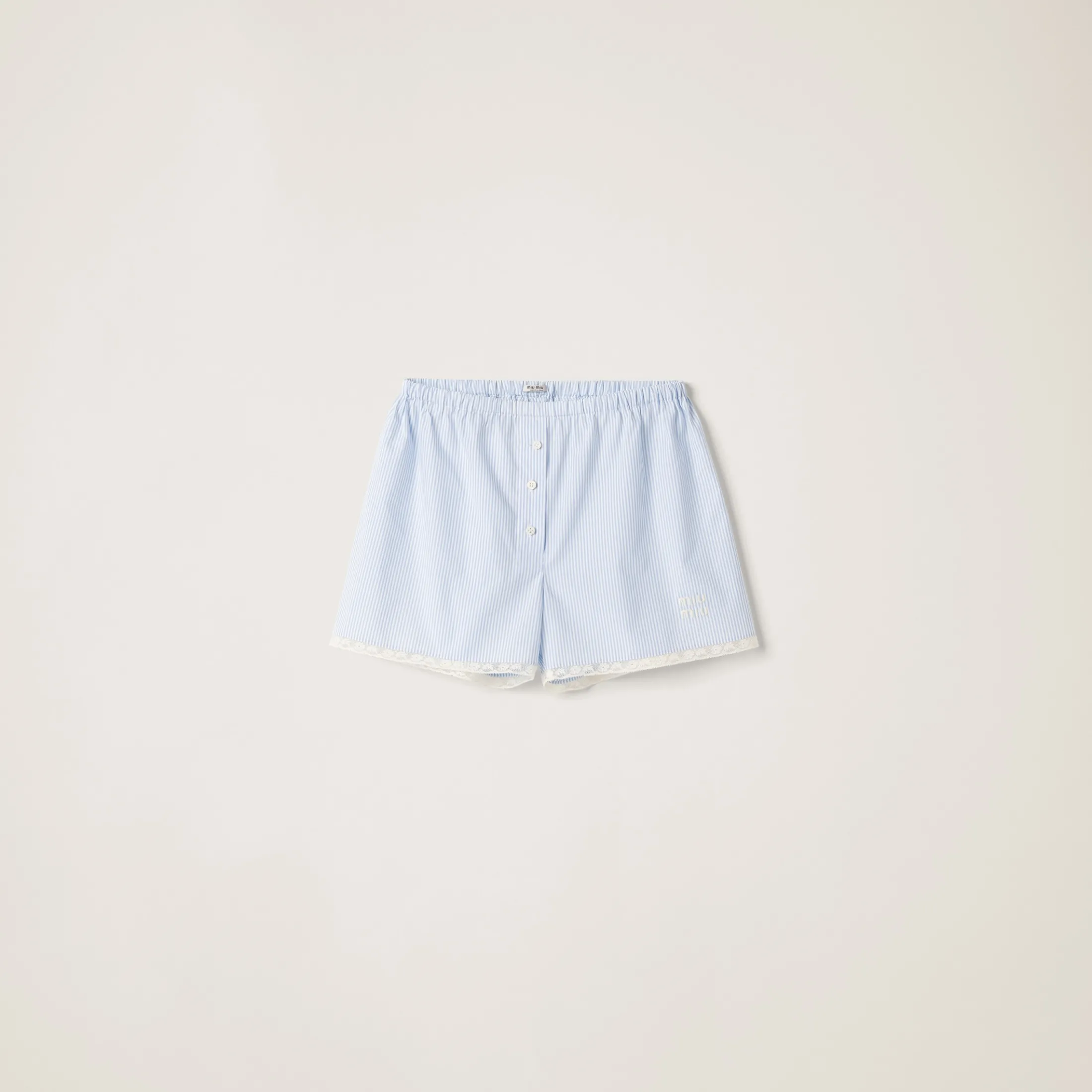 White/light Blue Poplin Boxer Shorts | Miu Miu