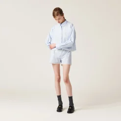 White/light Blue Poplin Boxer Shorts | Miu Miu
