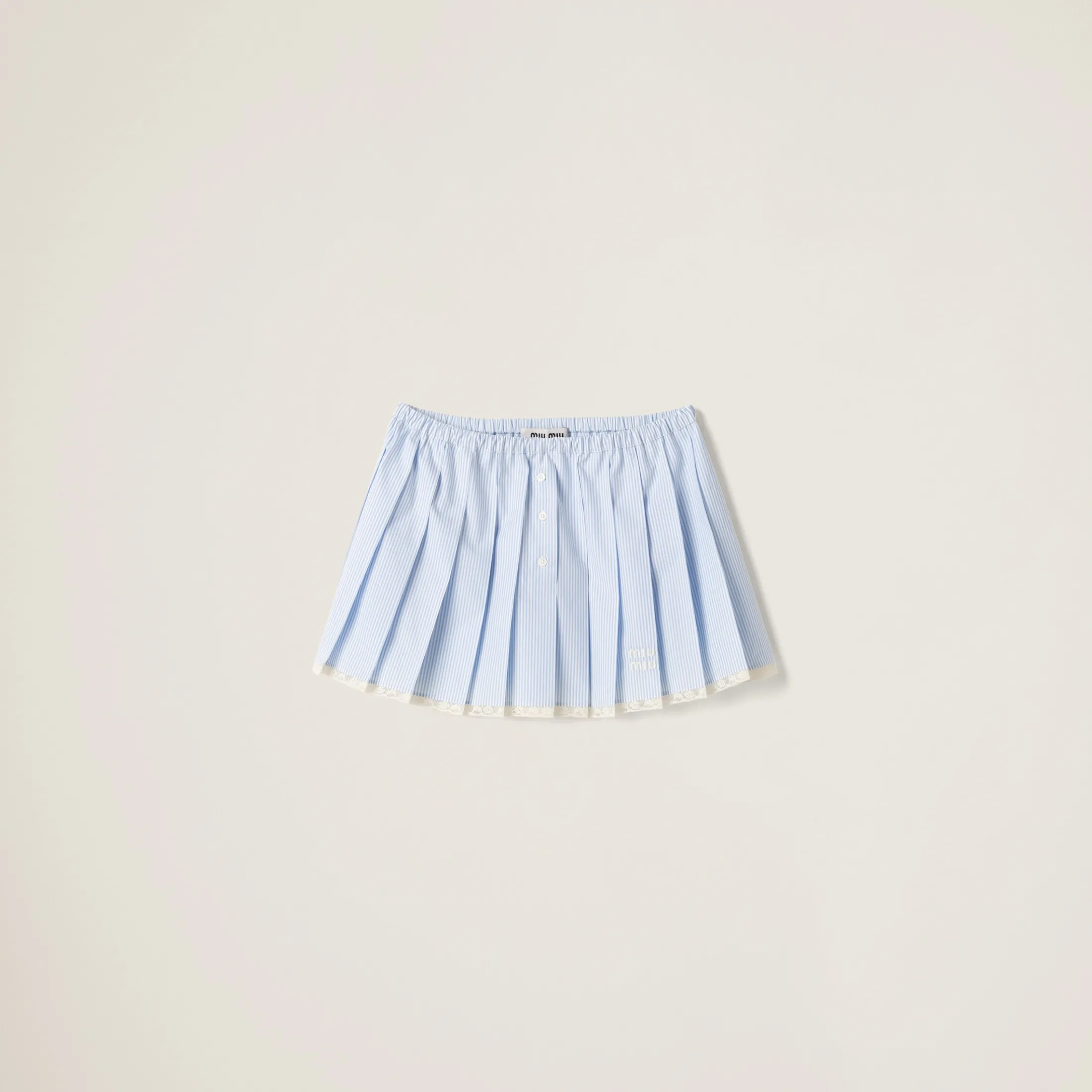 White/light Blue Poplin Miniskirt | Miu Miu