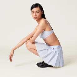 White/light Blue Poplin Miniskirt | Miu Miu