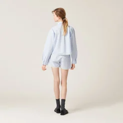 White/light Blue Poplin Shirt | Miu Miu