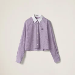 White/mauve Striped Shirt | Miu Miu
