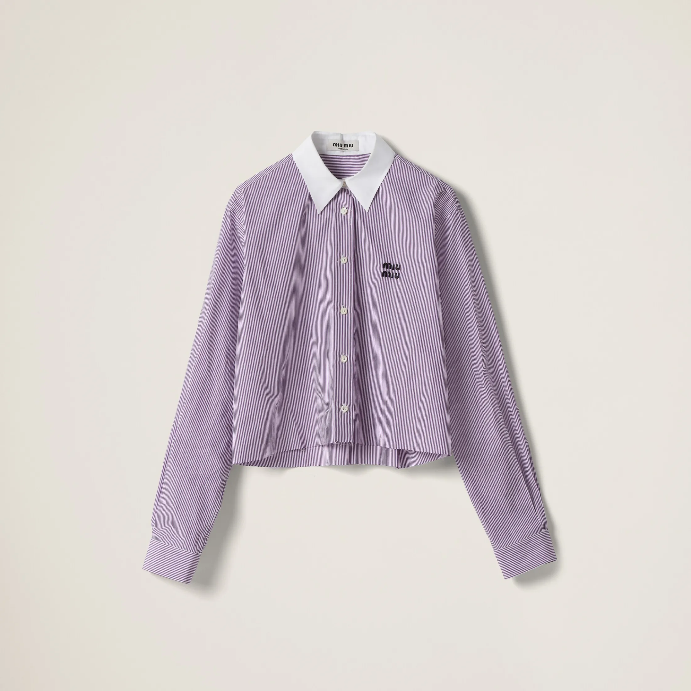 White/mauve Striped Shirt | Miu Miu