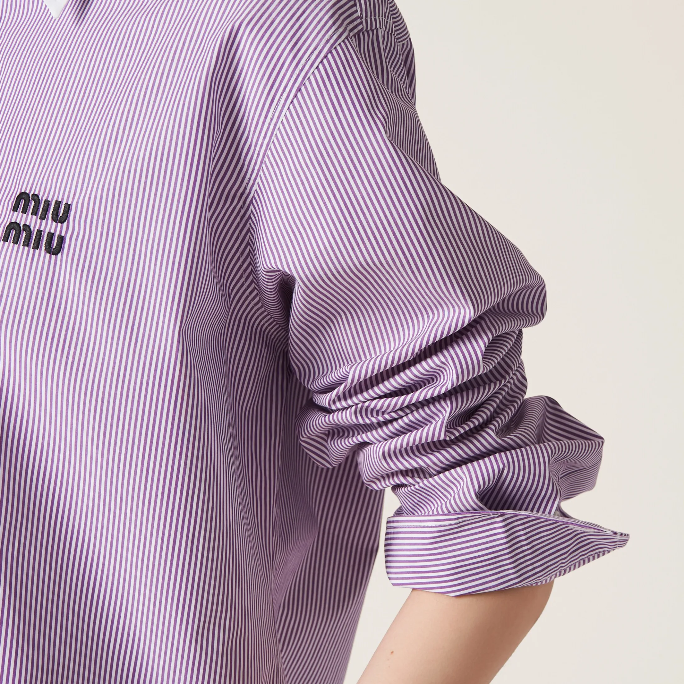 White/mauve Striped Shirt | Miu Miu
