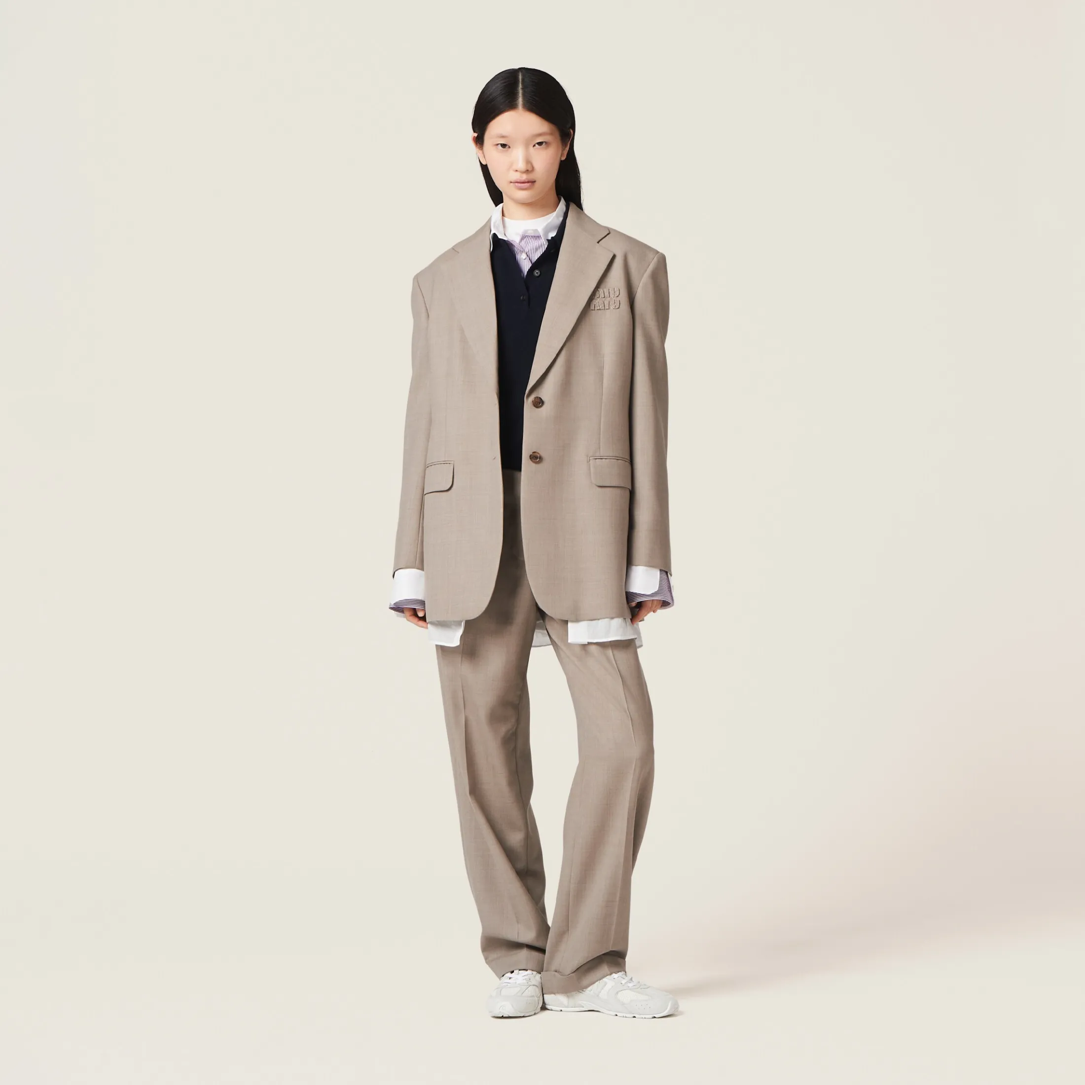 White/mauve Striped Shirt | Miu Miu