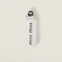White/platinum Stainless Steel Water Bottle, 500 Ml | Miu Miu