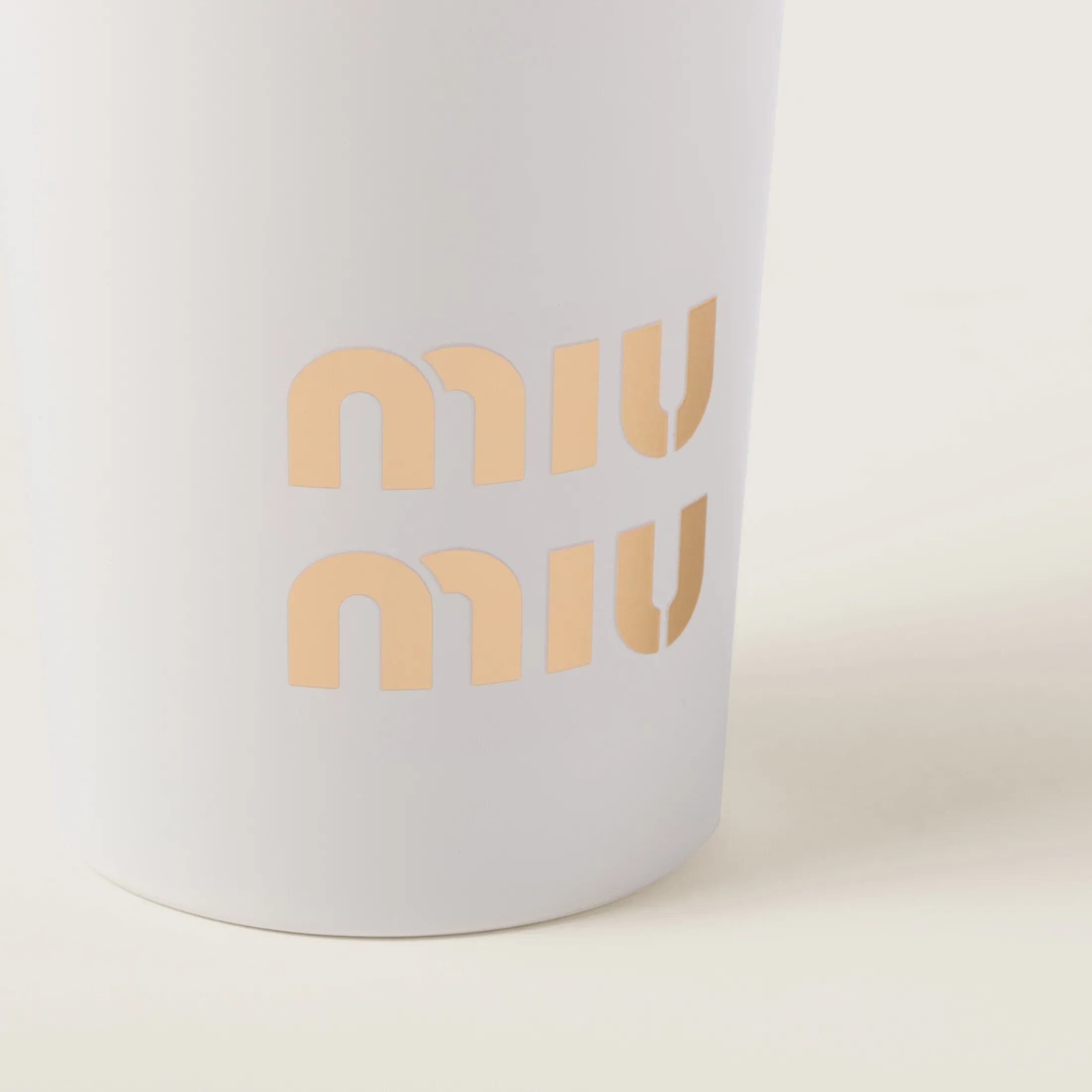 White/platinum Stainless Steel Thermal Cup, 450 Ml | Miu Miu