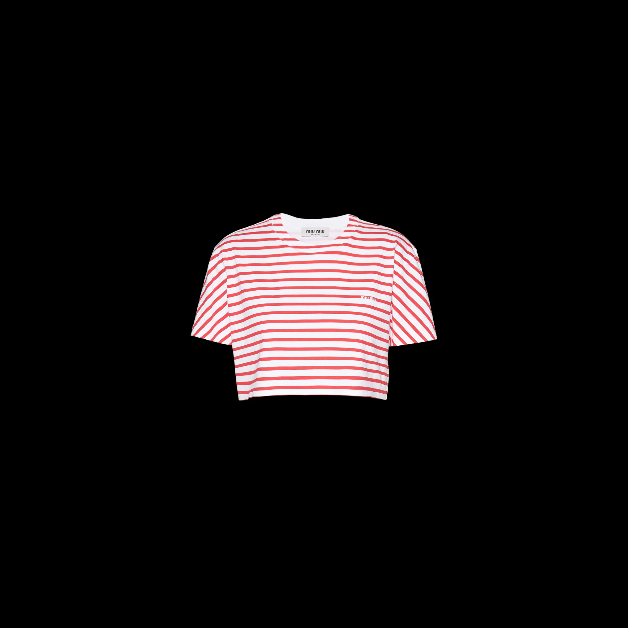 White/red Cotton T-shirt With Printed Logo | Miu Miu
