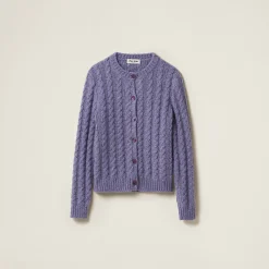 Wisteria Wool And Cashmere Knit Cardigan | Miu Miu